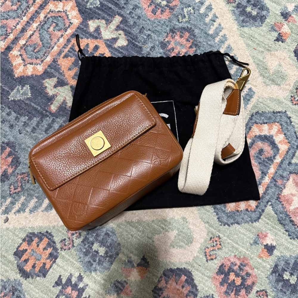 Purificación García Brown Leather Crossbody Bag